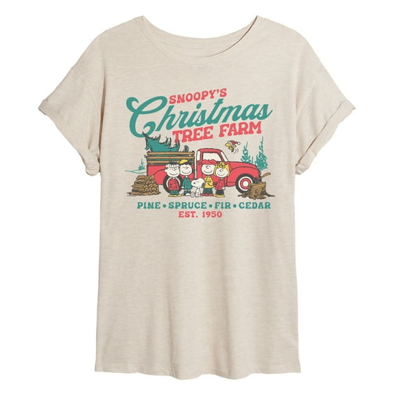 Peanuts - Tree Farm - Womens Oversized Graphic T-Shirt