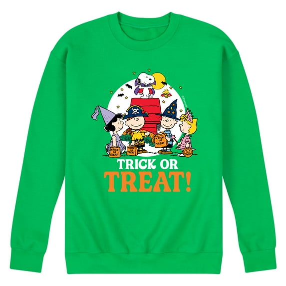 Peanuts - Trick Or Treat Moonlight - Men's Crew Neck Fleece Pullover