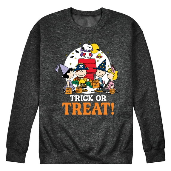 Peanuts - Trick Or Treat Moonlight - Men's Crew Neck Fleece Pullover