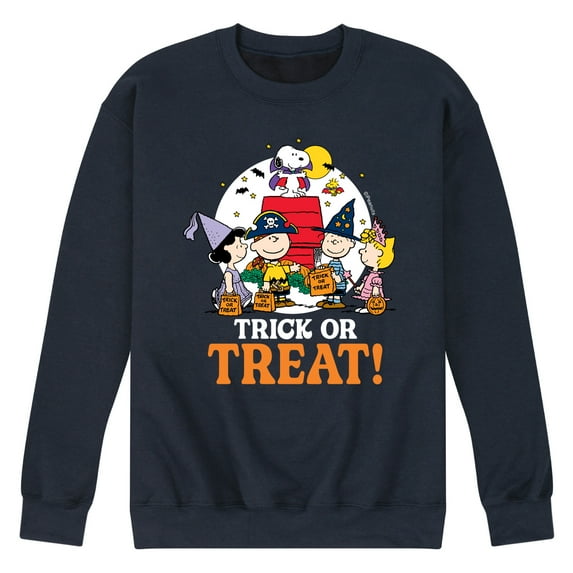 Peanuts - Trick Or Treat Moonlight - Men's Crew Neck Fleece Pullover
