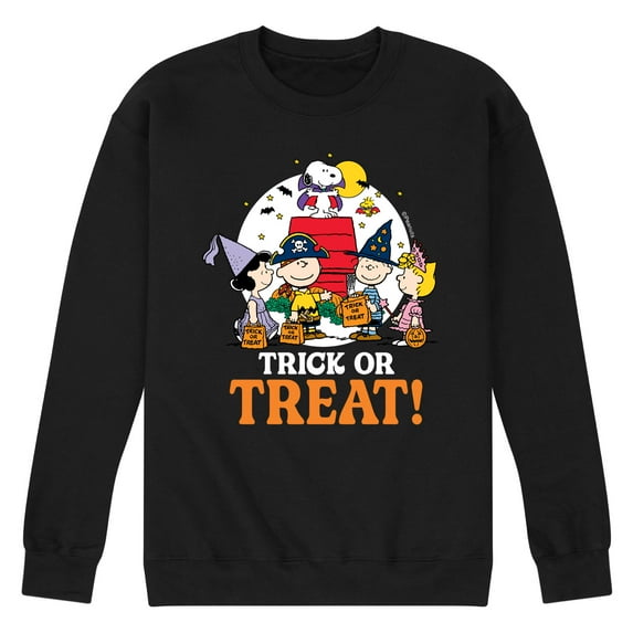 Peanuts - Trick Or Treat Moonlight - Men's Crew Neck Fleece Pullover