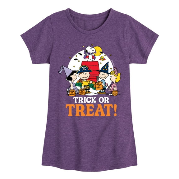 Peanuts - Trick Or Treat Moonlight - Toddler And Youth Girls Short Sleeve Graphic T-Shirt