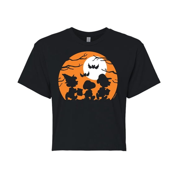 Peanuts - Trick Or Treat Silhouettes - Juniors Cropped Cotton Blend T-Shirt