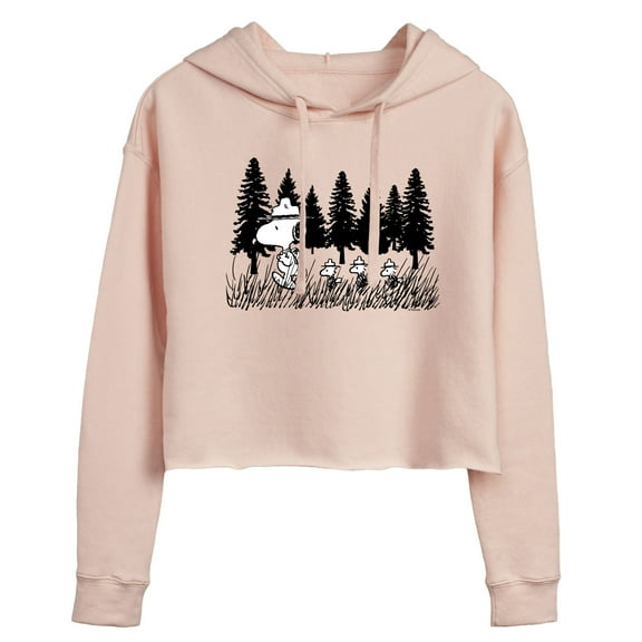 Peanuts - Troopping Along - Juniors Cropped Pullover Hoodie