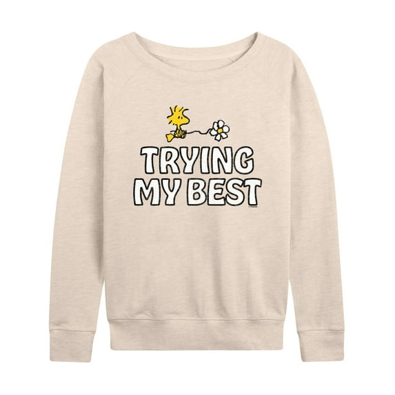Peanuts - Trying My Best - Women's French Terry Pullover Sweatshirt