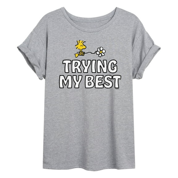 Peanuts - Trying My Best  - Women's Oversized Graphic T-Shirt