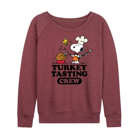 Peanuts - Turkey Tasting Crew - Women's Lightweight French Terry Long Sleeve Shirt