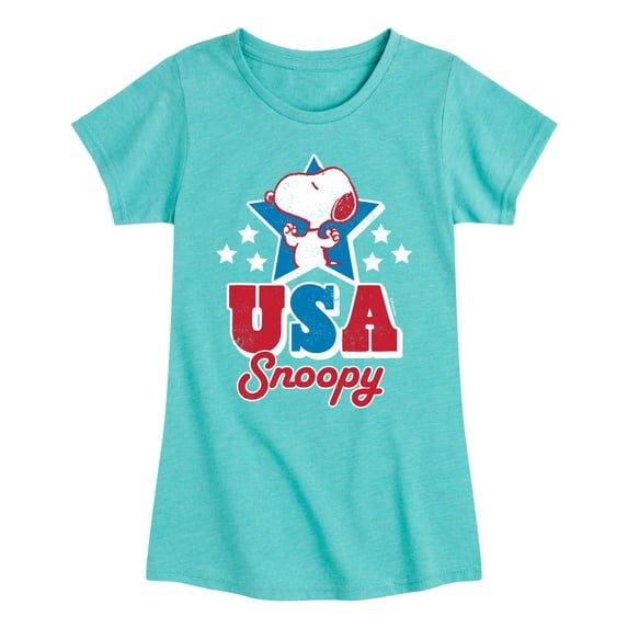Peanuts - USA Snoopy - Youth Girls Fitted Short Sleeve T-Shirt