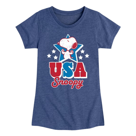 Peanuts - USA Snoopy - Youth Girls Fitted Short Sleeve T-Shirt