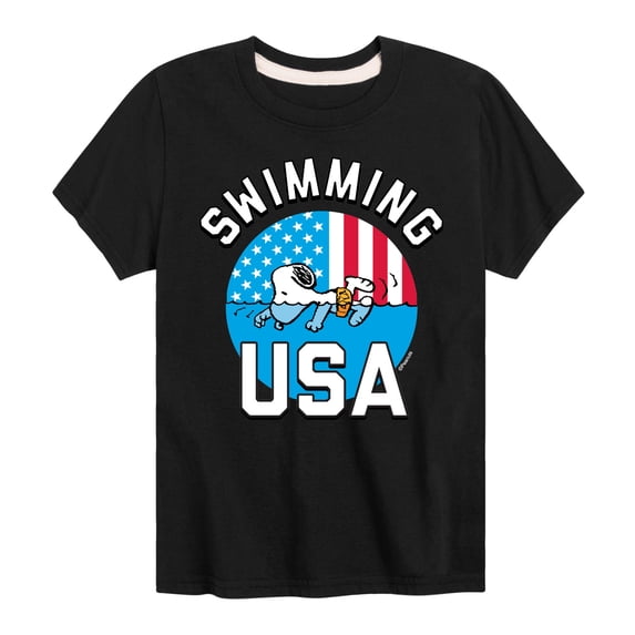 Peanuts - USA Swimming Boys' Short Sleeve Graphic T-Shirt