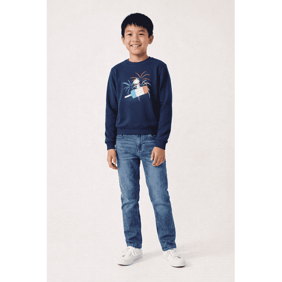 Peanuts Unisex Kids' Snoopy Bomb Pop Long Sleeve Crewneck Pullover Sweatshirt, Size XS-XXL