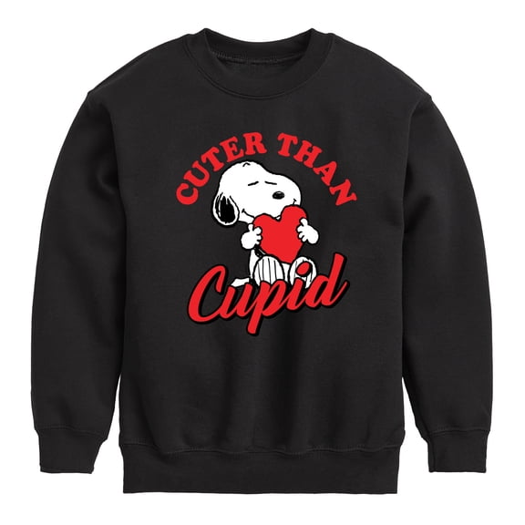 Peanuts -  Valentine's Cuter Than Cupid  - Toddler And Youth Crewneck Fleece Sweatshirt