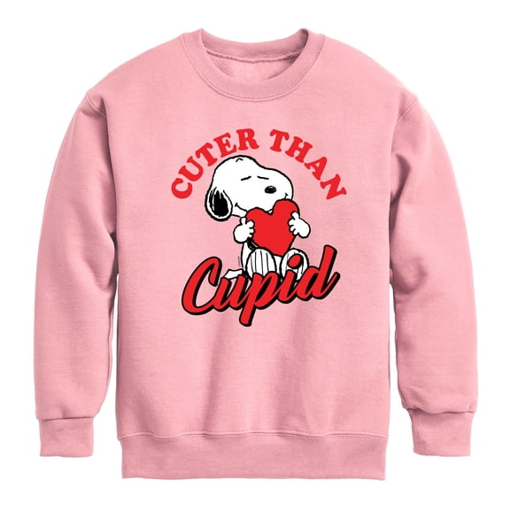 Peanuts -  Valentine's Cuter Than Cupid  - Toddler And Youth Crewneck Fleece Sweatshirt