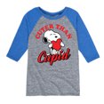 thumbnail image 1 of Peanuts -  Valentine's Cuter Than Cupid  - Toddler And Youth Raglan Graphic T-Shirt, 1 of 5