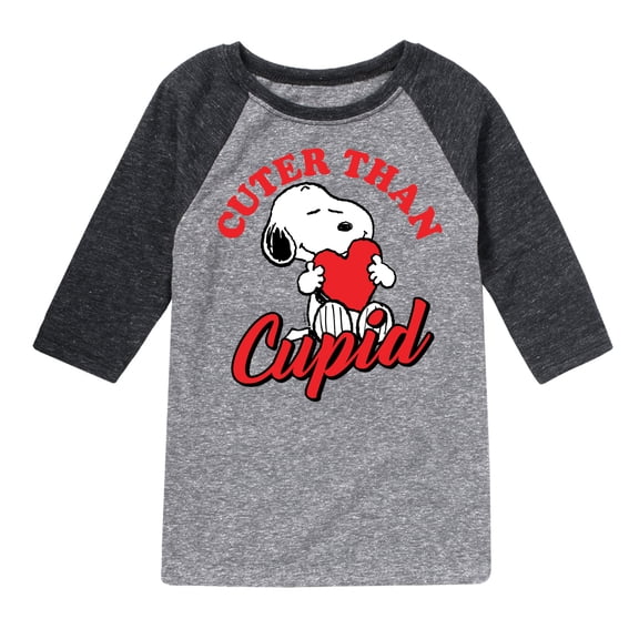 Peanuts - Valentine's Cuter Than Cupid - Toddler And Youth Raglan Graphic T-Shirt