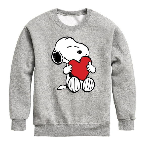 Peanuts -  Valentine's Hugging Heart  - Toddler And Youth Crewneck Fleece Sweatshirt