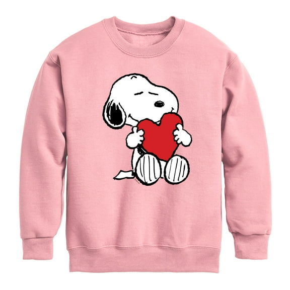 Peanuts -  Valentine's Hugging Heart  - Toddler And Youth Crewneck Fleece Sweatshirt