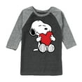 thumbnail image 1 of Peanuts -  Valentine's Hugging Heart  - Toddler And Youth Raglan Graphic T-Shirt, 1 of 7