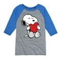 thumbnail image 1 of Peanuts -  Valentine's Hugging Heart  - Toddler And Youth Raglan Graphic T-Shirt, 1 of 5
