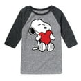 thumbnail image 1 of Peanuts -  Valentine's Hugging Heart  - Toddler And Youth Raglan Graphic T-Shirt, 1 of 6