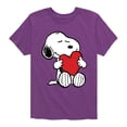 thumbnail image 1 of Peanuts - Snoopy Valentine's Hugging Heart  - Toddler And Youth Short Sleeve Graphic T-Shirt, 1 of 7