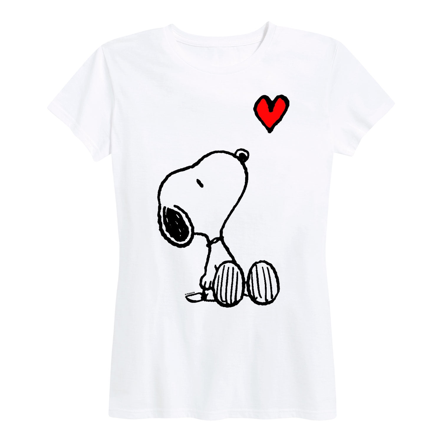 Peanuts Valentines Peanuts Snoopy Heart Womens Short Sleeve Graphic T Shirt