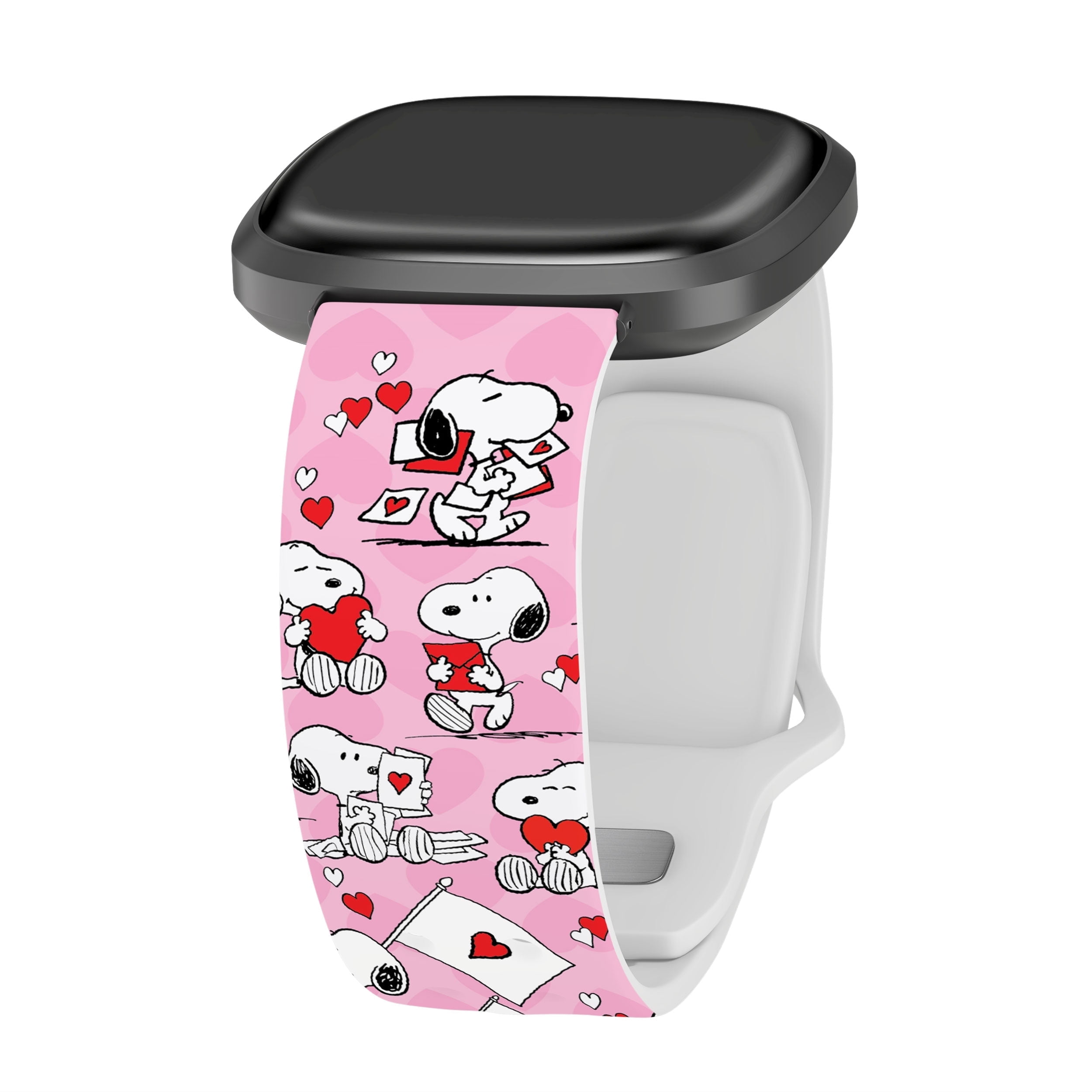 Peanuts Valentines HD Unisex Watch Band Compatible with FitBit Versa 3 & Sense (20mm Long Snoopy Love) by Affinity Bands