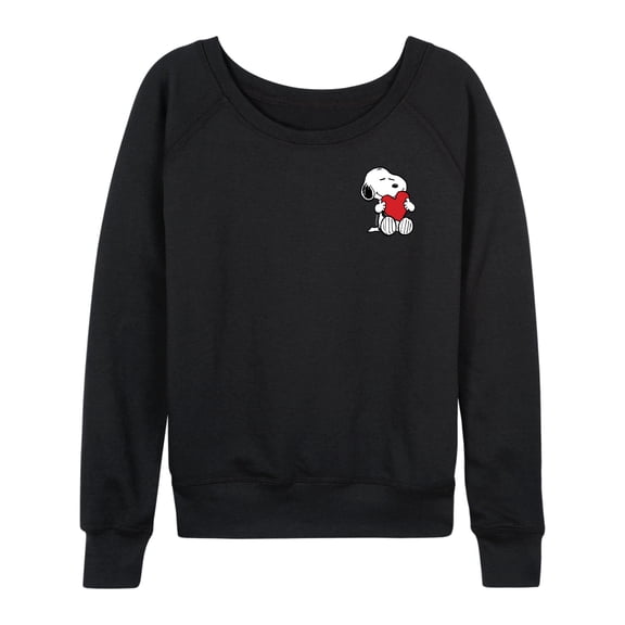 Peanuts - Valentines Hugging Heart - Women's French Terry Long Sleeve Pullover
