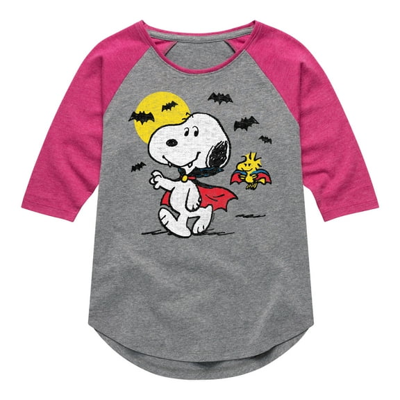 Peanuts - Vampire Snoopy - Toddler And Youth Girls Raglan Graphic T-Shirt