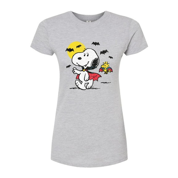Peanuts - Vampire Snoopy Woodstock - Juniors Fitted Graphic T-Shirt