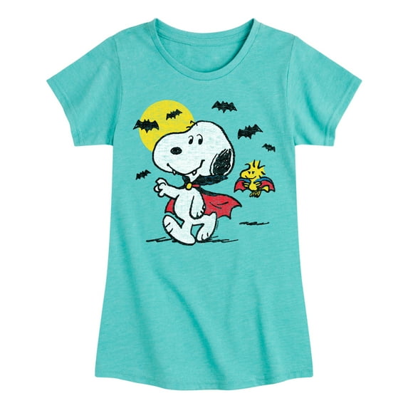 Peanuts - Vampire Snoopy and Woddstock - Toddler And Youth Girls Short Sleeve Graphic T-Shirt