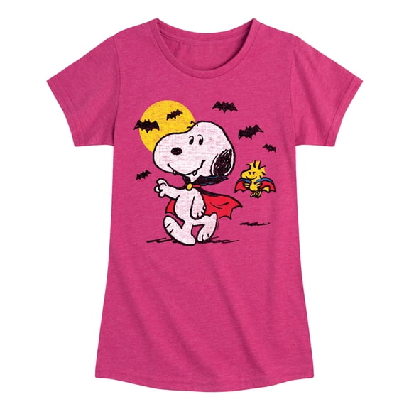 Peanuts - Vampire Snoopy and Woddstock - Toddler And Youth Girls Short Sleeve Graphic T-Shirt