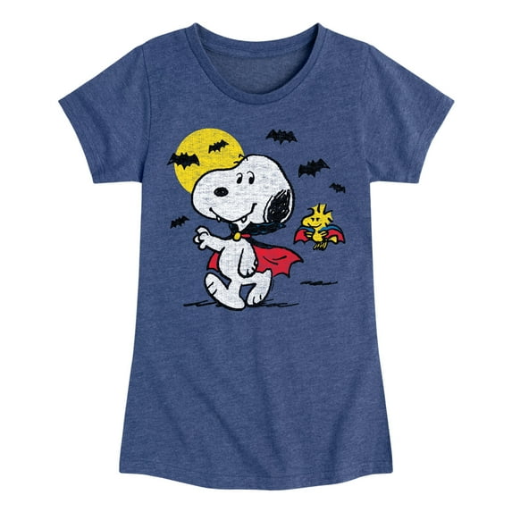 Peanuts - Vampire Snoopy and Woddstock - Toddler And Youth Girls Short Sleeve Graphic T-Shirt