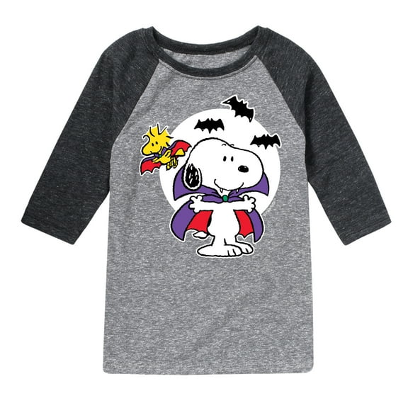 Peanuts - Vampire Snoopy and Woodstock - Toddler And Youth Raglan Graphic T-Shirt