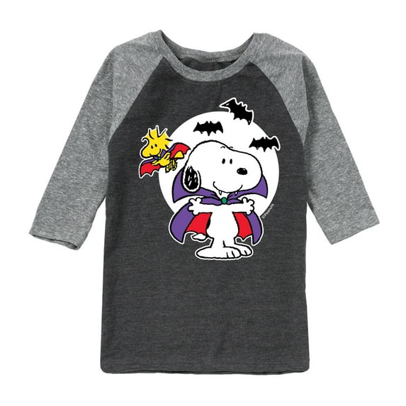 Peanuts - Vampire Snoopy and Woodstock - Toddler And Youth Raglan Graphic T-Shirt