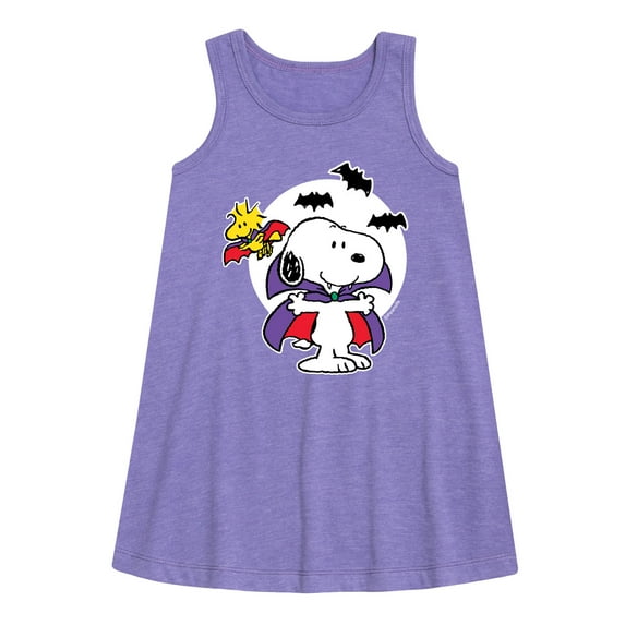 Peanuts - Vampire Snoopy and Woodstock - Toddler and Youth Girls A-line Dress