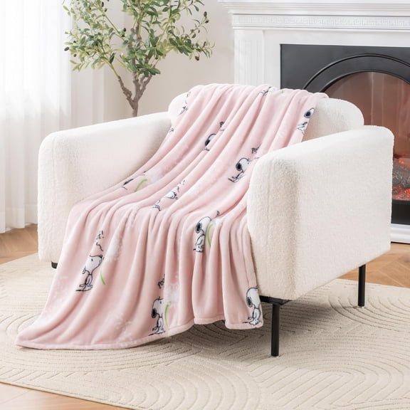 Peanuts VelvetLoft Cute Character Snoopy Plush Throw Blanket,Peanuts Snoopy Make A Wish Spring Pink,Throw 55 in x 70 in (Official Peanuts Product)
