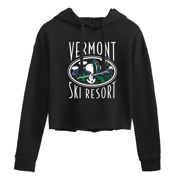 Peanuts - Vermont Ski Resort - Juniors Cropped Pullover Hoodie