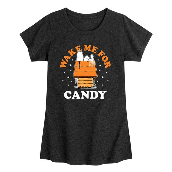 Peanuts - Wake Me For Candy - Toddler And Youth Girls Short Sleeve Graphic T-Shirt