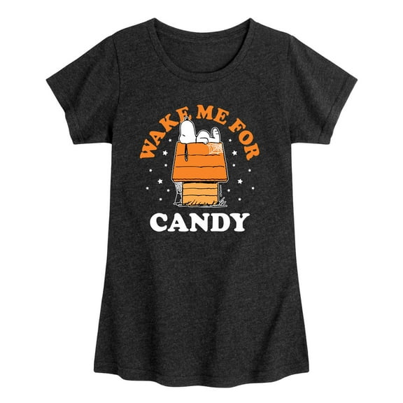 Peanuts - Wake Me For Candy - Toddler And Youth Girls Short Sleeve Graphic T-Shirt