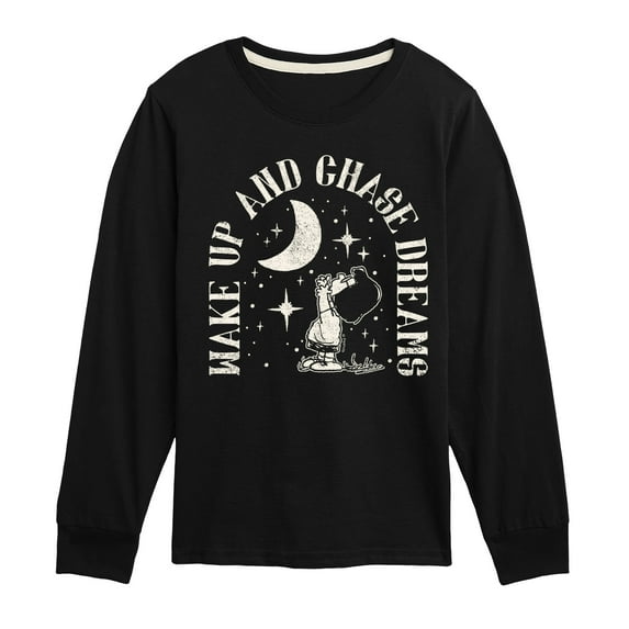 Peanuts - Wake Up And Chase Dreams - Toddler & Youth Long Sleeve Graphic T-Shirt