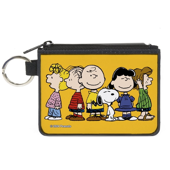 Peanuts Wallet, Coin Purse, Peanuts Gang Close Up Group Pose Golden Yellow, Canvas