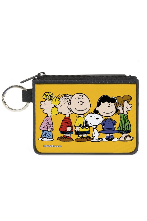 Peanuts Wallet, Coin Purse, Peanuts Gang Close Up Group Pose Golden Yellow, Canvas