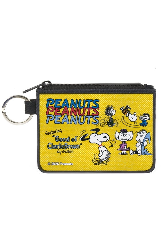 Peanuts Wallet, Coin Purse, Peanuts Gang Featuring Good Ol Charlie Brown Poses Yellow, Canvas