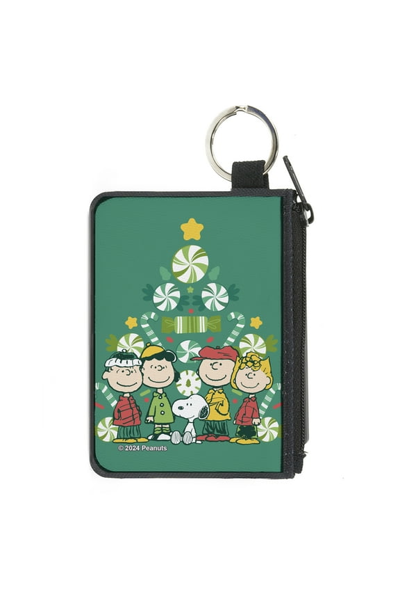Peanuts Wallet, Coin Purse, Peanuts Holiday Christmas Tree Group Pose Greens, Canvas