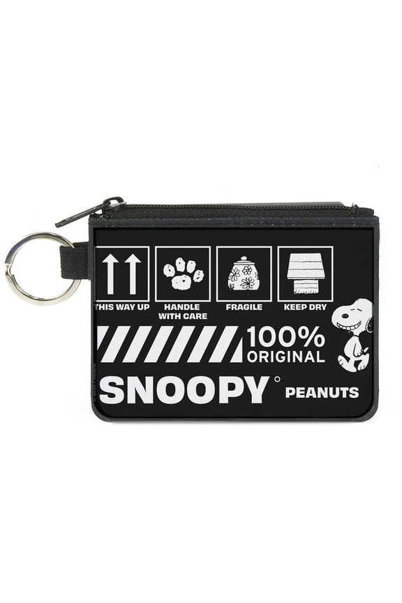 Peanuts Wallet, Coin Purse, Peanuts Snoopy Care Symbols 100% Original Black White, Canvas