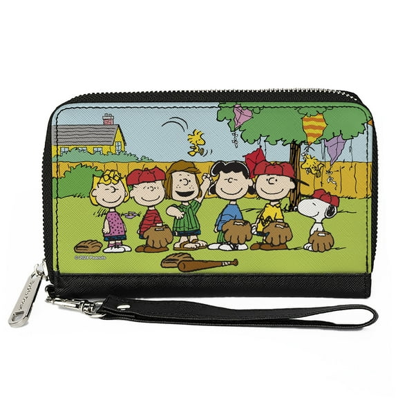 Peanuts Wallet, Zip Around, Peanuts Gang Backyard Baseball Group Pose, Vegan Leather