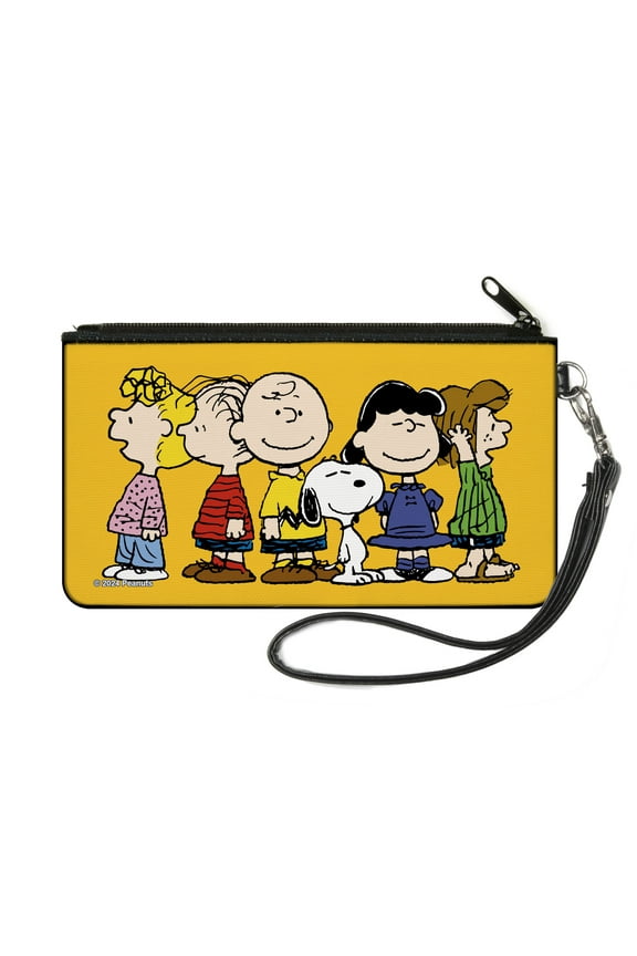 Peanuts Wallet, Zip Pouch, Peanuts Gang Close Up Group Pose Golden Yellow, Canvas