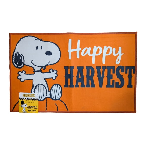 Peanuts Washable Accent Rug Snoopy Fall Autumn Harvest 20"x32"