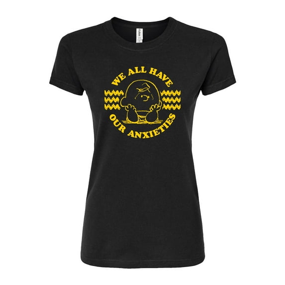 Peanuts - We All Have Our Anxieties - Juniors Fitted Graphic T-Shirt